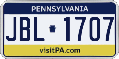 PA license plate JBL1707