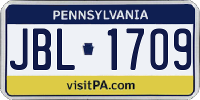 PA license plate JBL1709