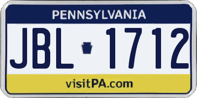 PA license plate JBL1712