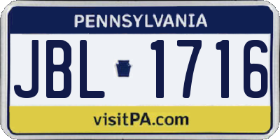 PA license plate JBL1716