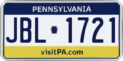 PA license plate JBL1721