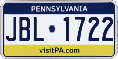 PA license plate JBL1722