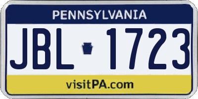 PA license plate JBL1723