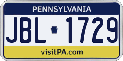 PA license plate JBL1729