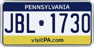 PA license plate JBL1730