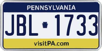 PA license plate JBL1733