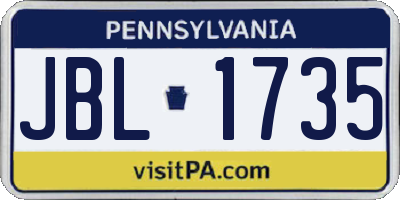 PA license plate JBL1735