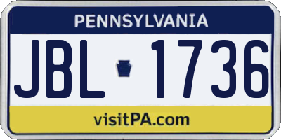 PA license plate JBL1736