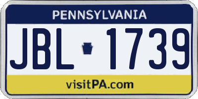 PA license plate JBL1739