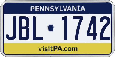 PA license plate JBL1742