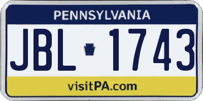 PA license plate JBL1743