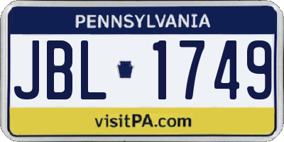 PA license plate JBL1749