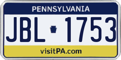 PA license plate JBL1753