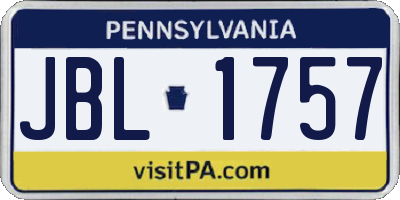 PA license plate JBL1757