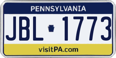 PA license plate JBL1773