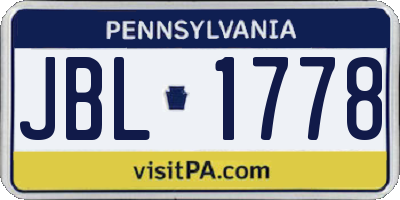 PA license plate JBL1778