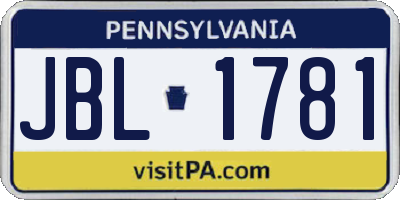 PA license plate JBL1781