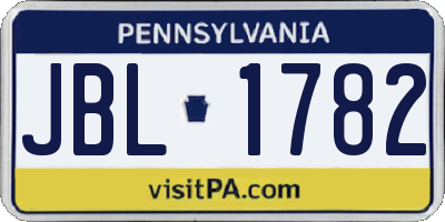 PA license plate JBL1782