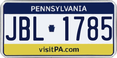 PA license plate JBL1785