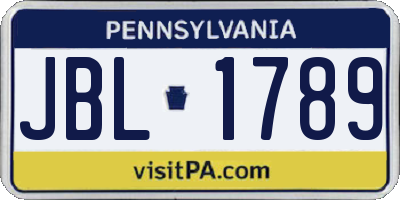 PA license plate JBL1789