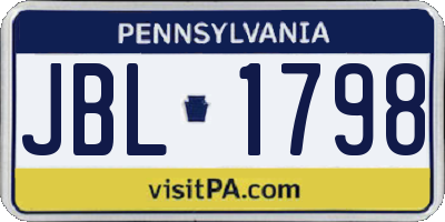 PA license plate JBL1798