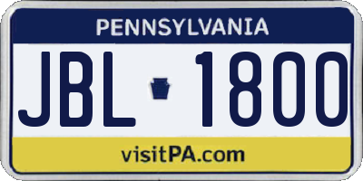 PA license plate JBL1800