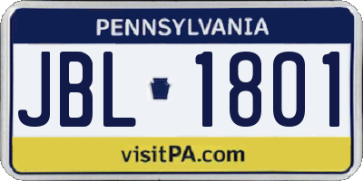 PA license plate JBL1801