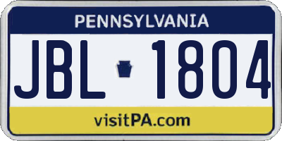 PA license plate JBL1804