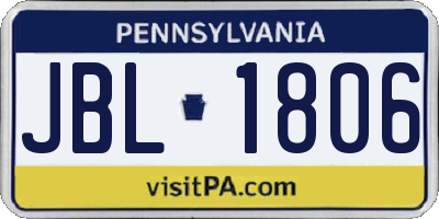 PA license plate JBL1806