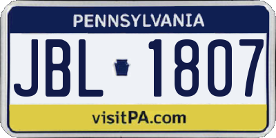 PA license plate JBL1807