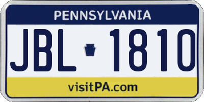 PA license plate JBL1810