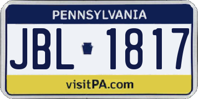 PA license plate JBL1817