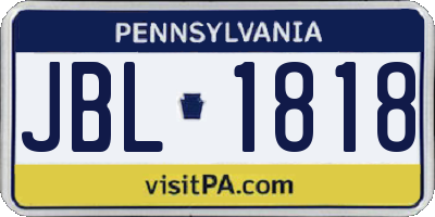 PA license plate JBL1818