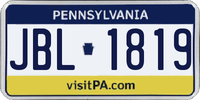 PA license plate JBL1819