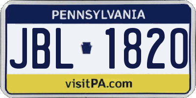 PA license plate JBL1820