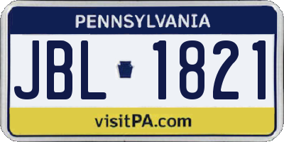 PA license plate JBL1821