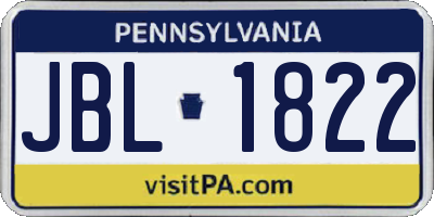 PA license plate JBL1822