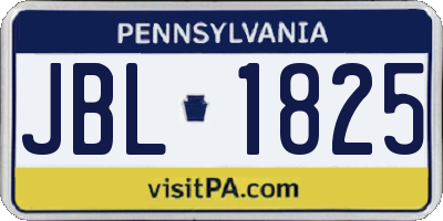 PA license plate JBL1825