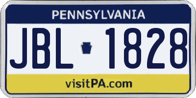 PA license plate JBL1828