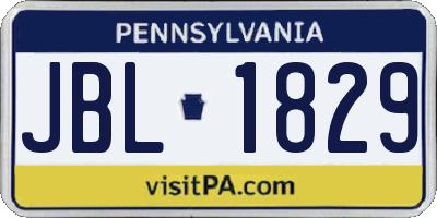 PA license plate JBL1829