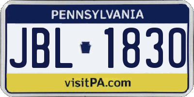 PA license plate JBL1830