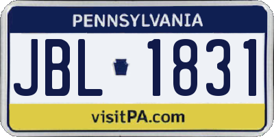 PA license plate JBL1831