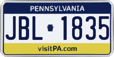 PA license plate JBL1835