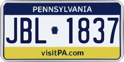 PA license plate JBL1837