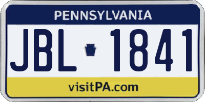 PA license plate JBL1841