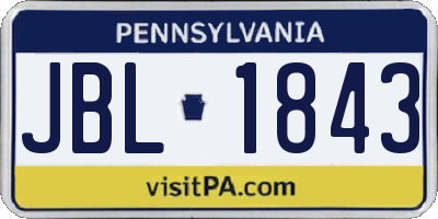 PA license plate JBL1843