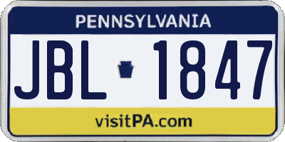 PA license plate JBL1847