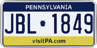 PA license plate JBL1849