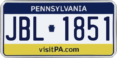 PA license plate JBL1851