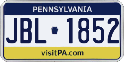 PA license plate JBL1852